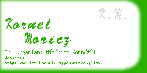 kornel moricz business card